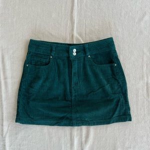 Pac Sun Forest Green High Waisted Courdoroy Mini Skirt, Size 27